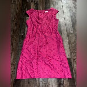 Charlotte Brody Cabana Pink Eyelet Silk Lined Dress Women’s Size Medium